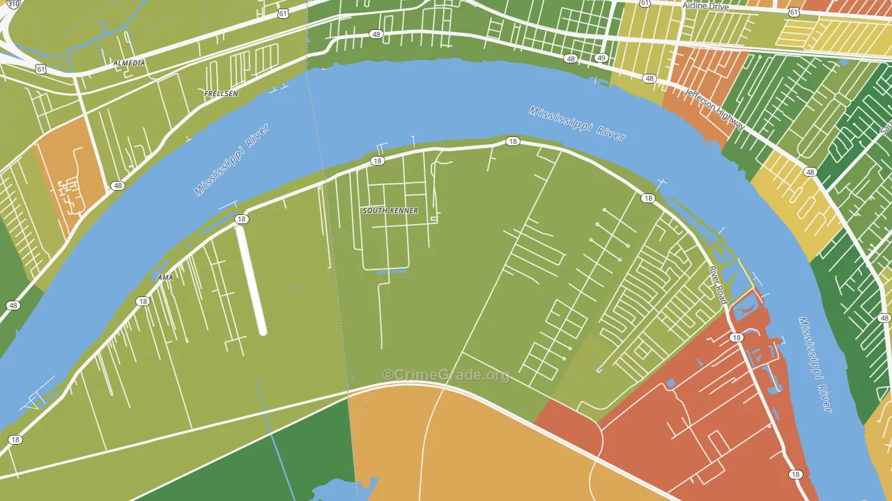 South Kenner, LA Map of Arson Rates