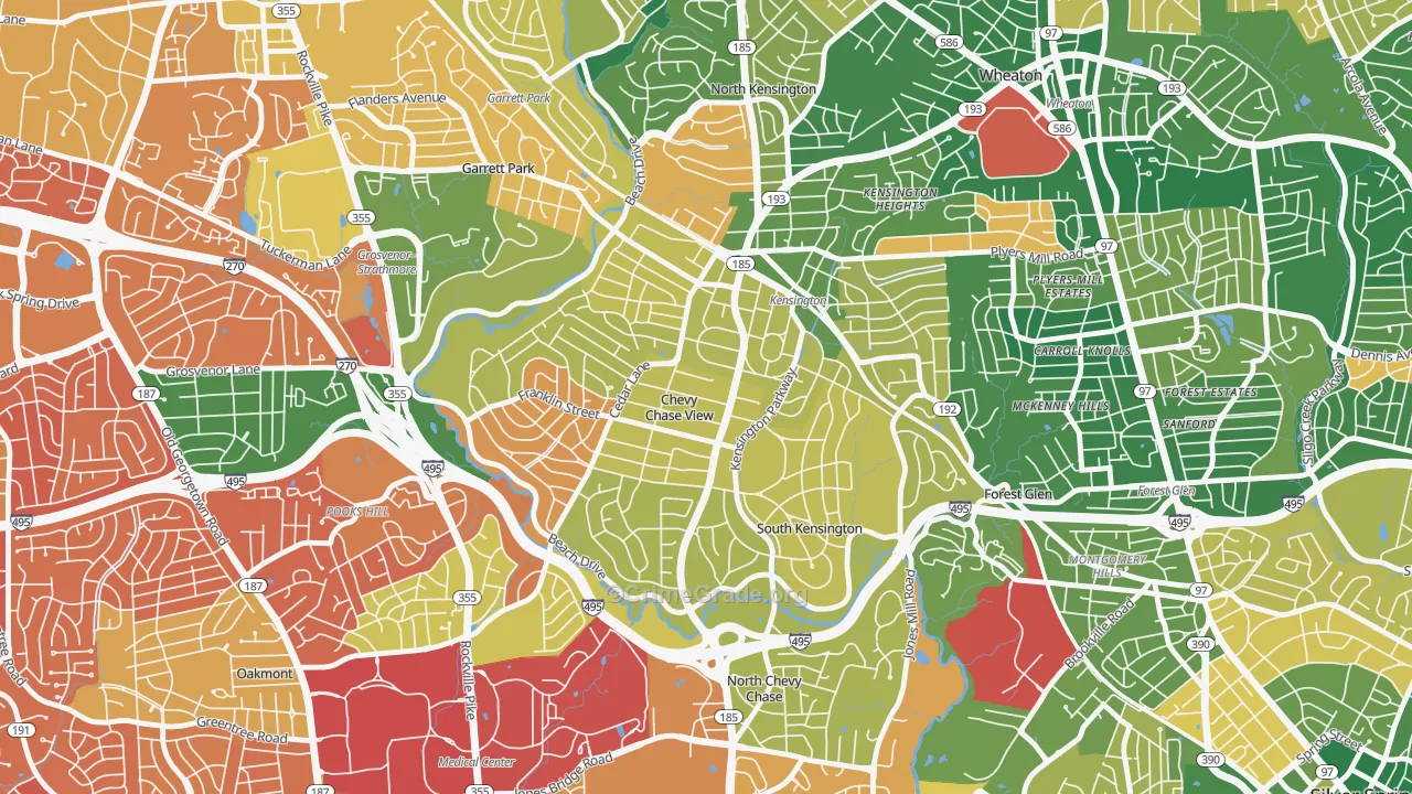 South Kensington, MD Map of Arson Rates