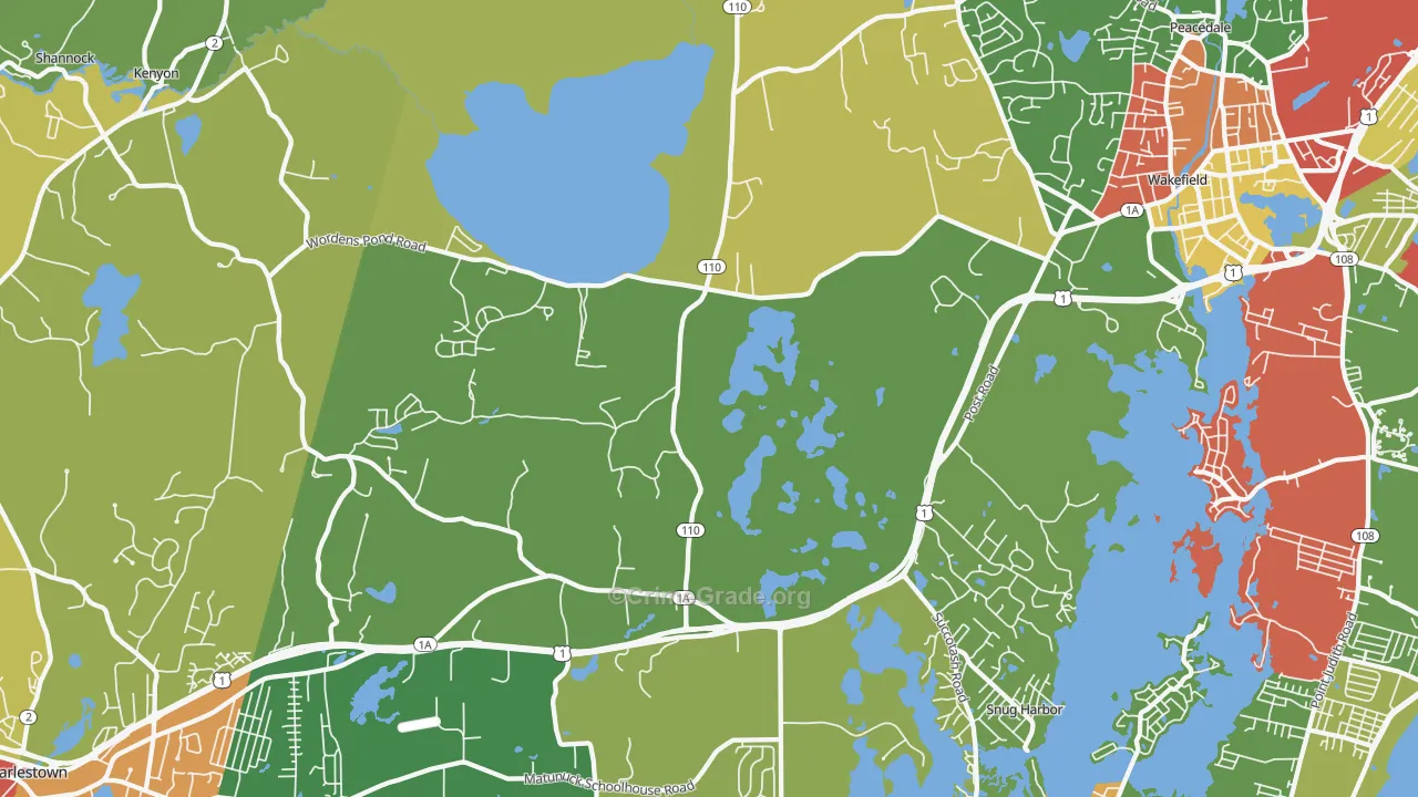 South Kingstown, RI Map of Arson Rates