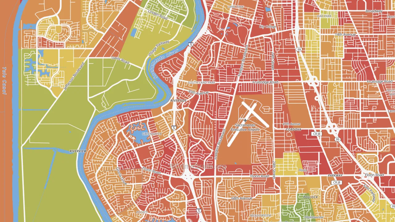 South Land Park, Sacramento, CA Map of Arson Rates