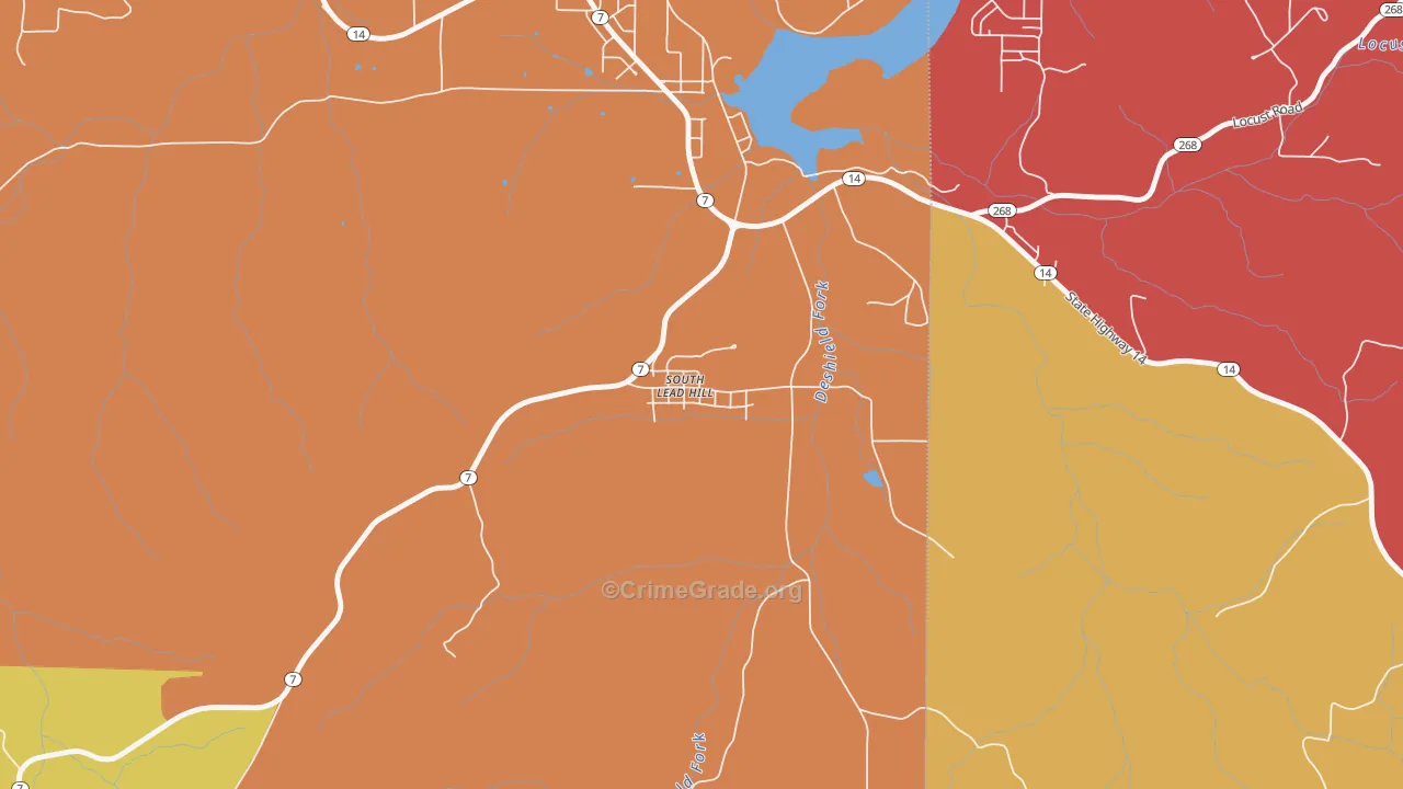 South Lead Hill, AR Map of Arson Rates