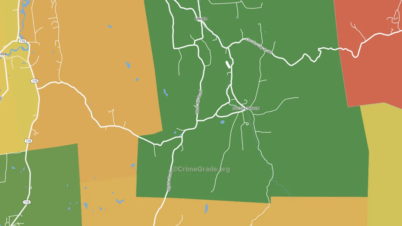 South Lincoln, VT Map of Arson Rates