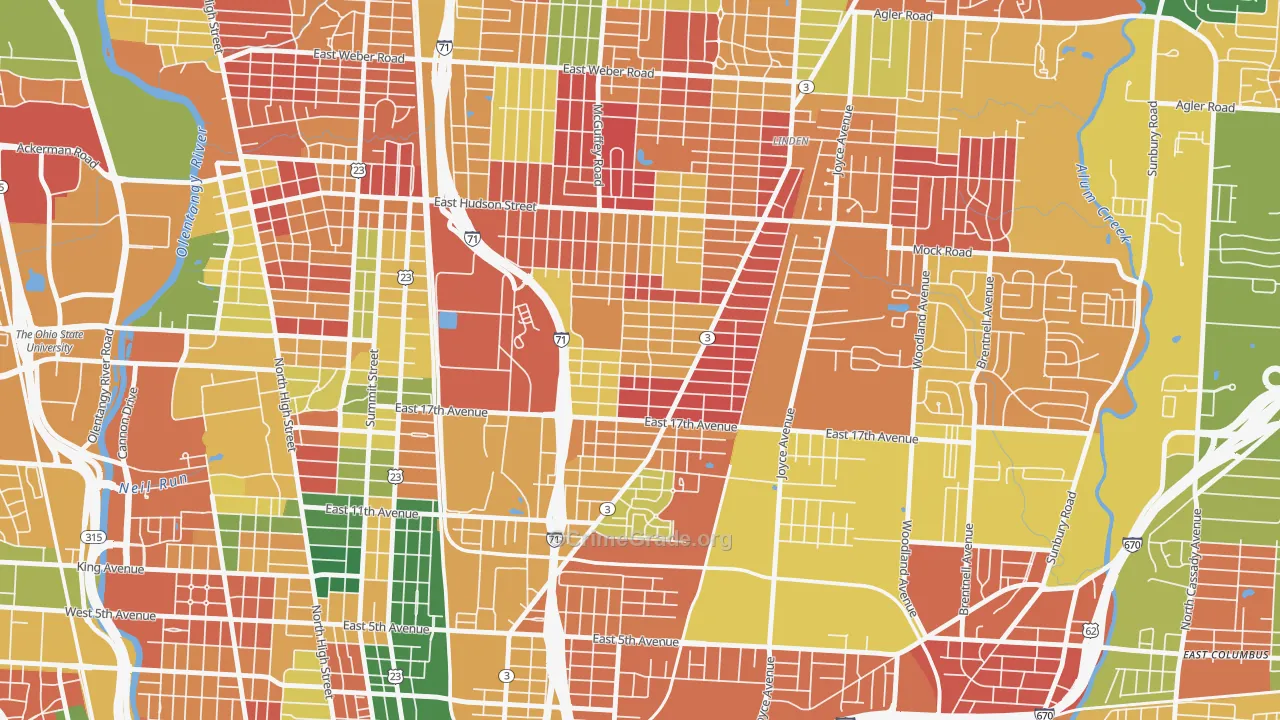 South Linden, Columbus, OH Map of Arson Rates