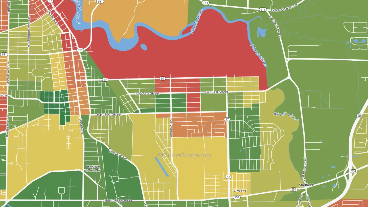 South Lorain, Lorain, OH Map of Arson Rates