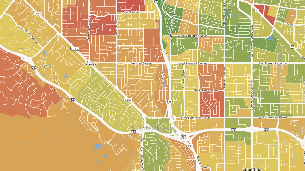 South Los Altos, Los Altos, CA Map of Arson Rates