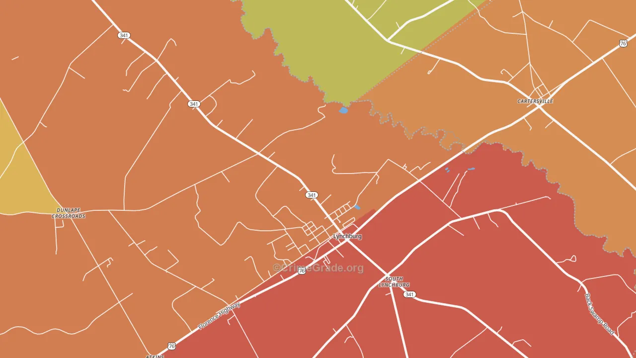 South Lynchburg, SC Map of Arson Rates