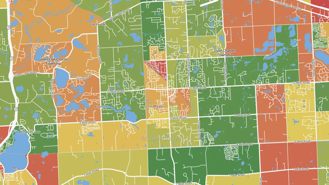 South Lyon, MI Map of Arson Rates