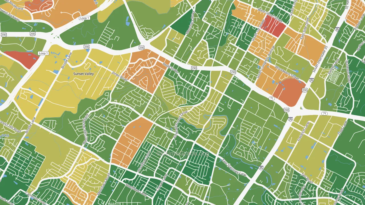 South Manchaca, Austin, TX Map of Arson Rates