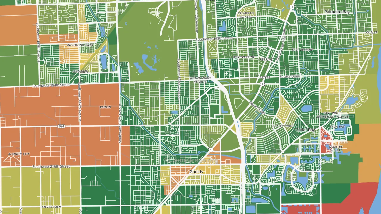 South Miami Heights, FL Map of Arson Rates