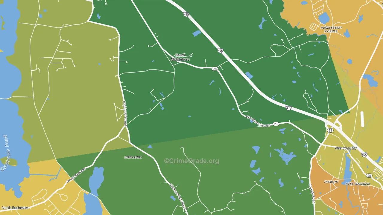 South Middleboro, MA Map of Arson Rates