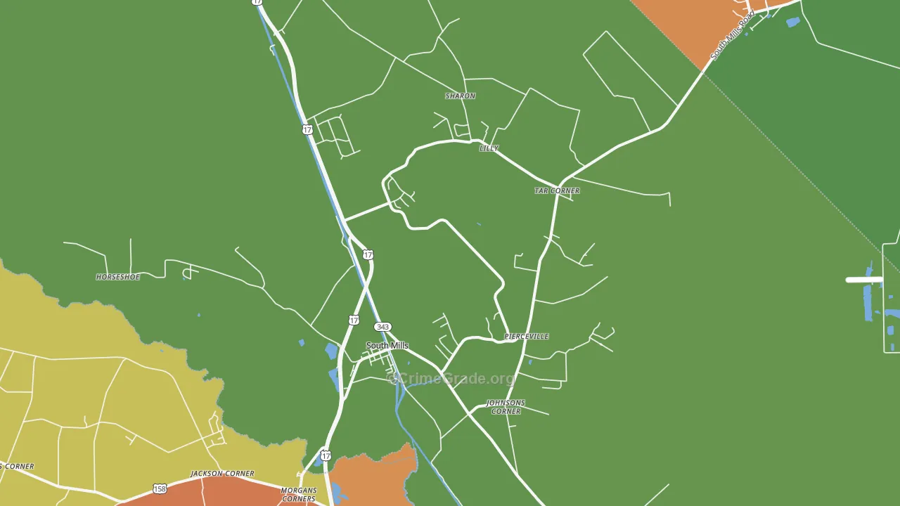 South Mills, NC Map of Arson Rates