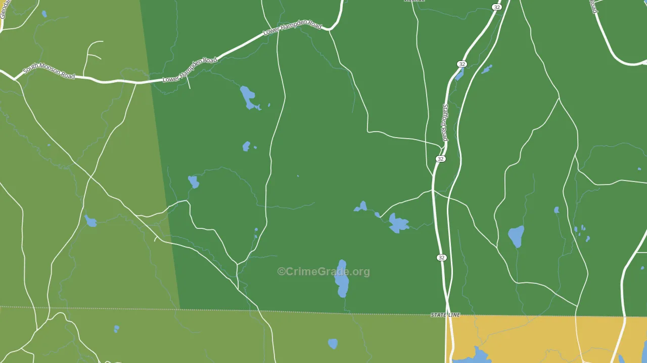 South Monson, MA Map of Arson Rates