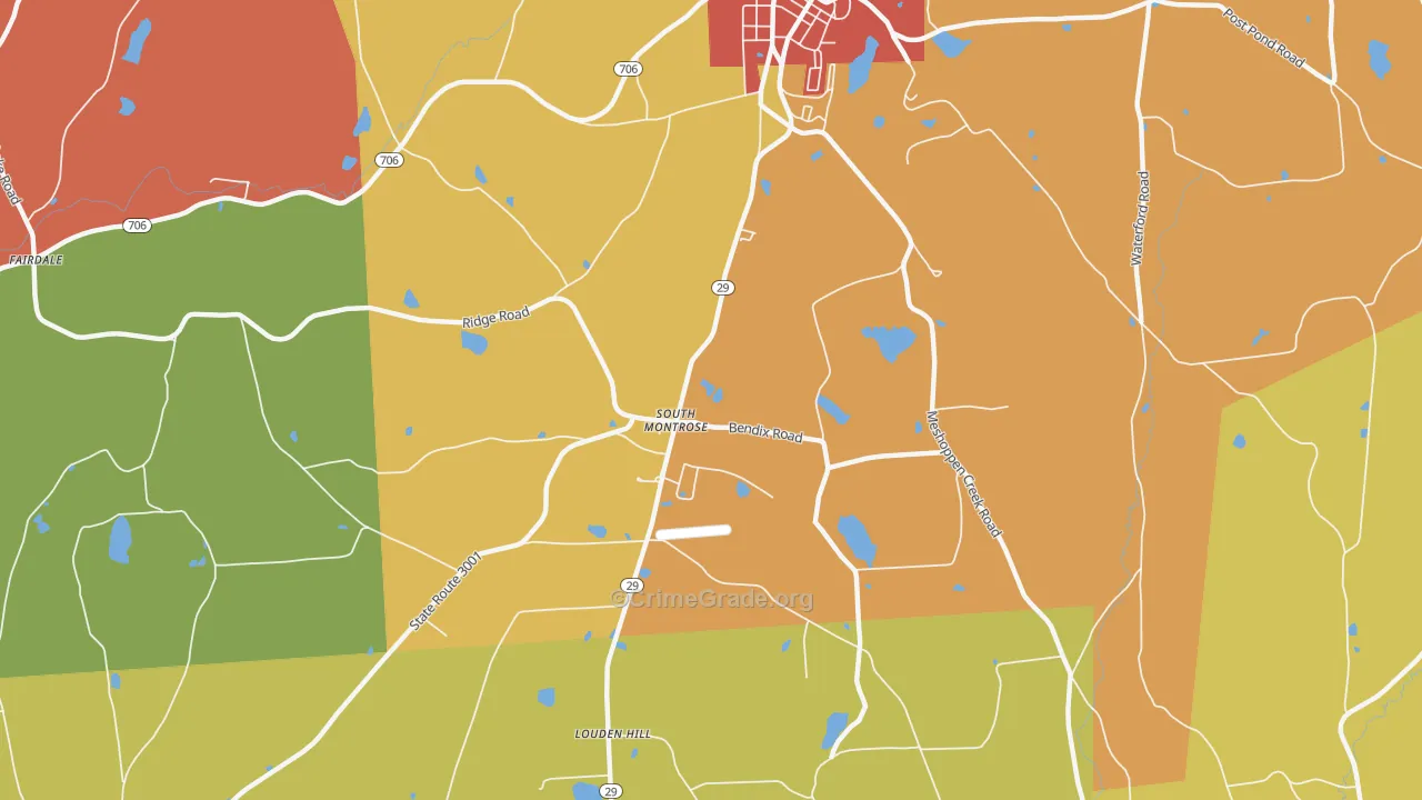 South Montrose, PA Map of Arson Rates