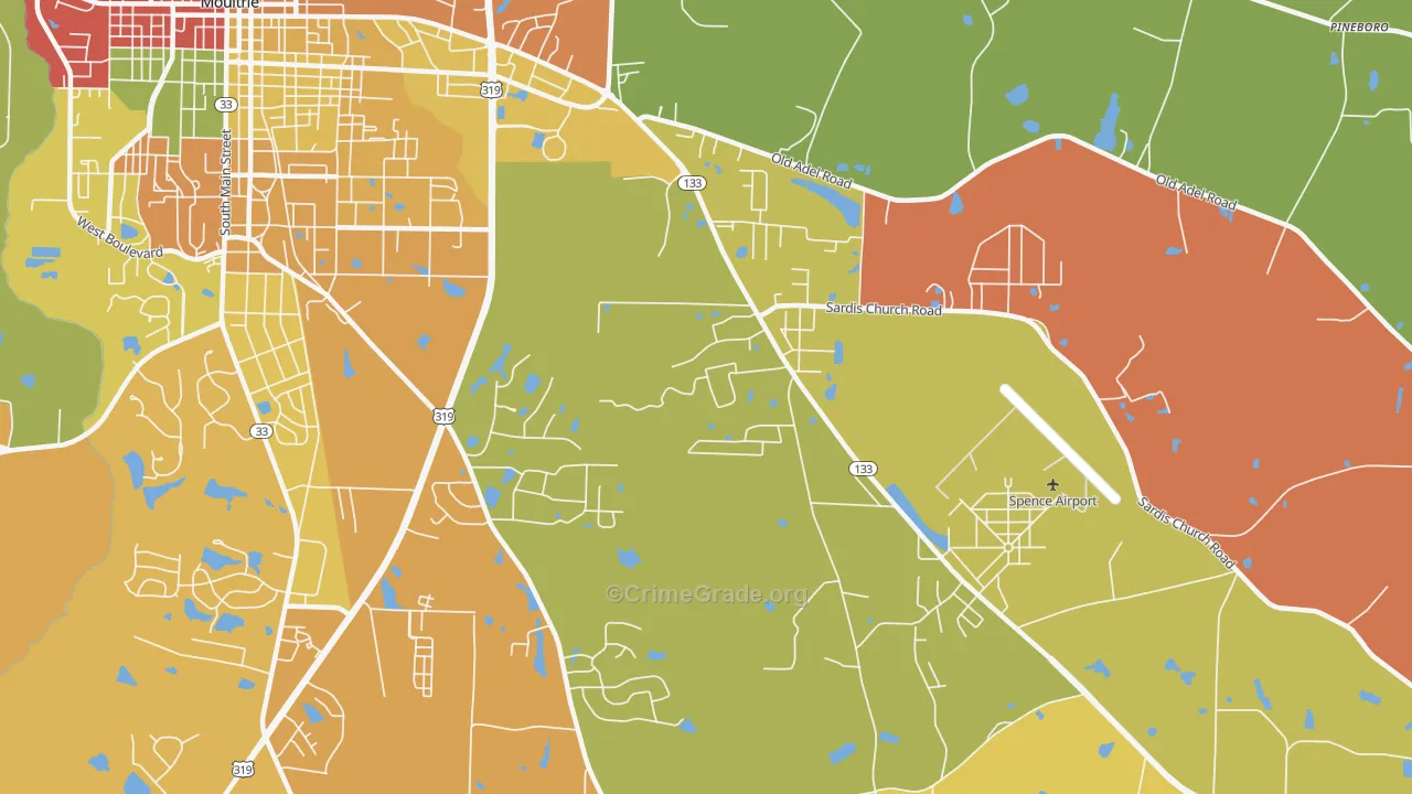 South Moultrie, GA Map of Arson Rates