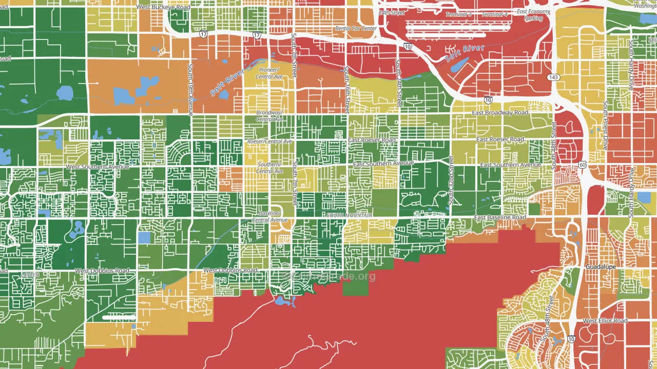 South Mountain, Phoenix, AZ Map of Arson Rates