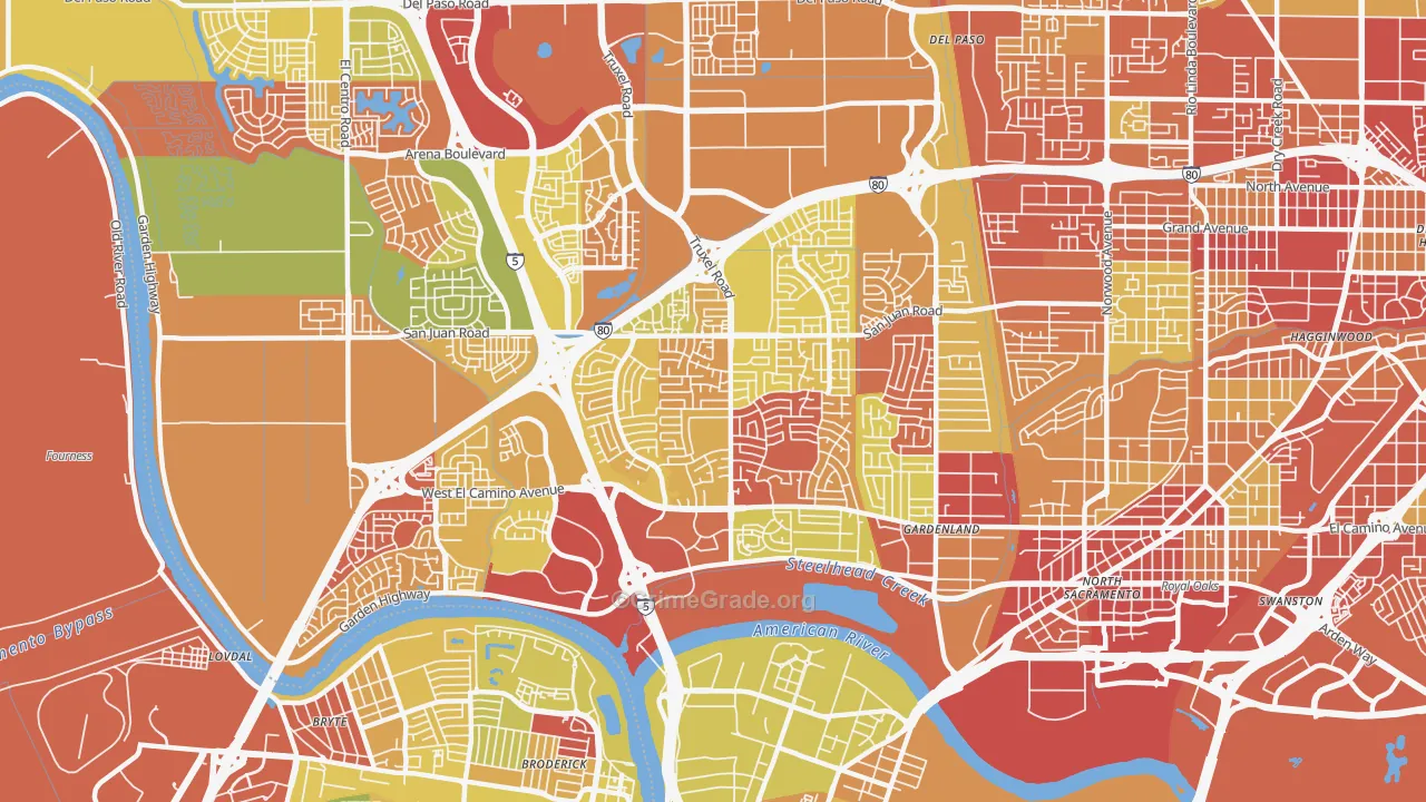 South Natomas, Sacramento, CA Map of Arson Rates