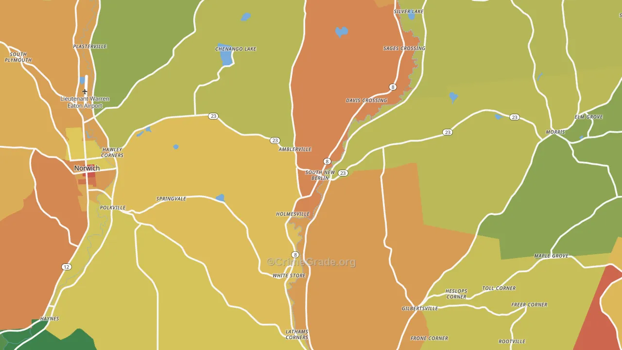 South New Berlin, NY Map of Arson Rates