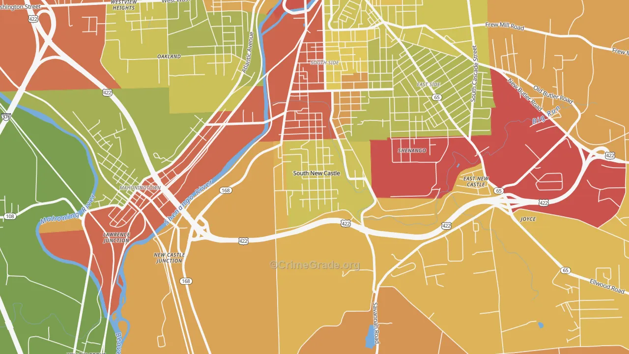 South New Castle, PA Map of Arson Rates