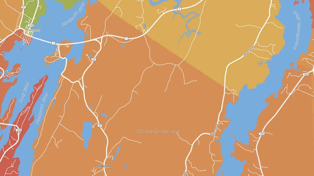 South Newcastle, ME Map of Arson Rates