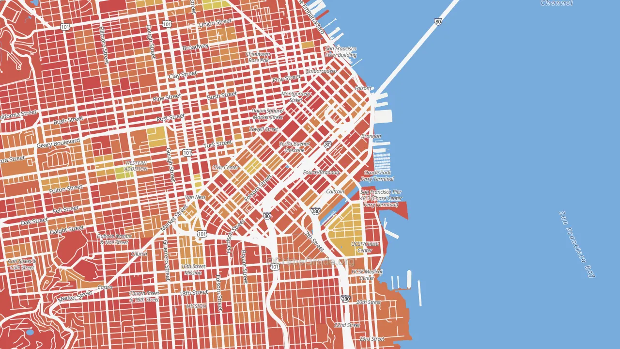 South of Market, San Francisco, CA Map of Arson Rates