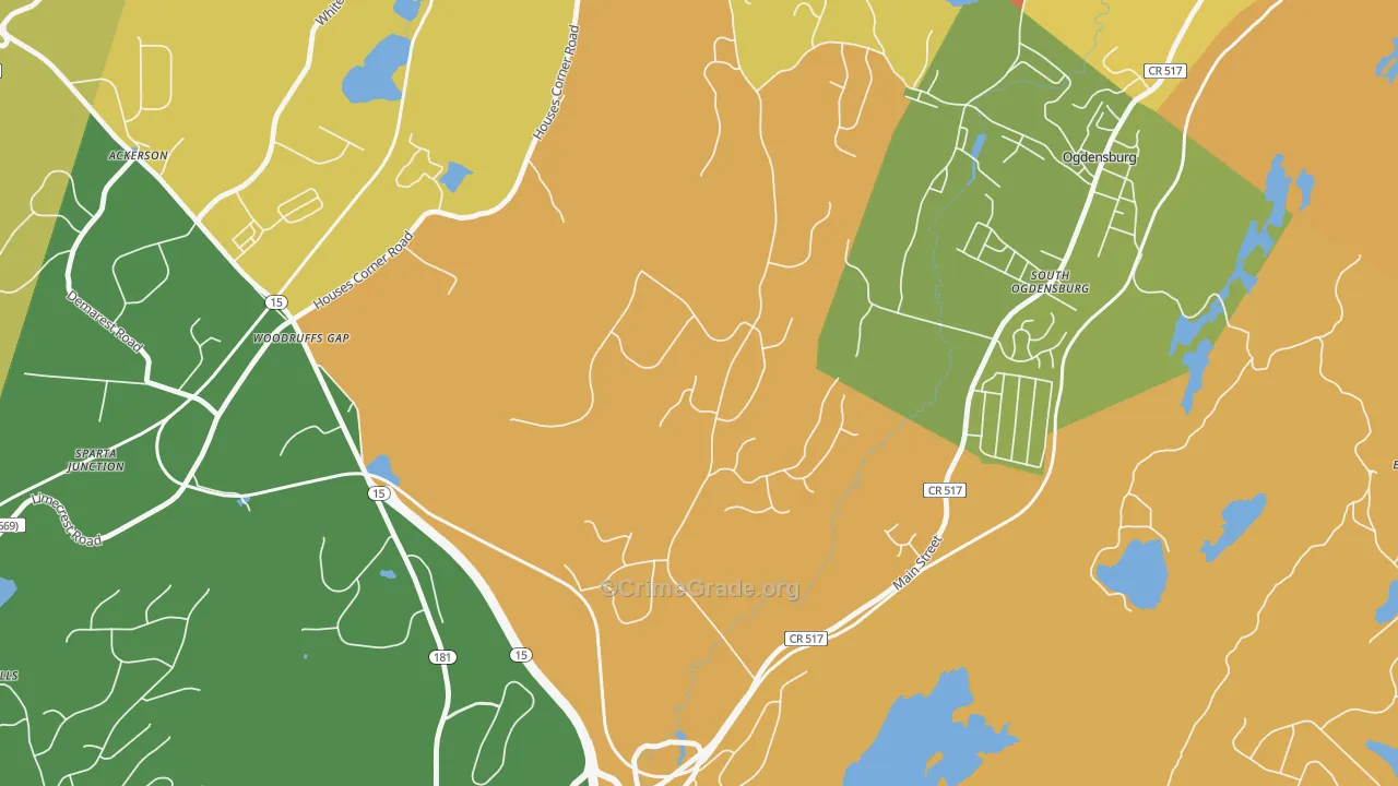 South Ogdensburg, NJ Map of Arson Rates