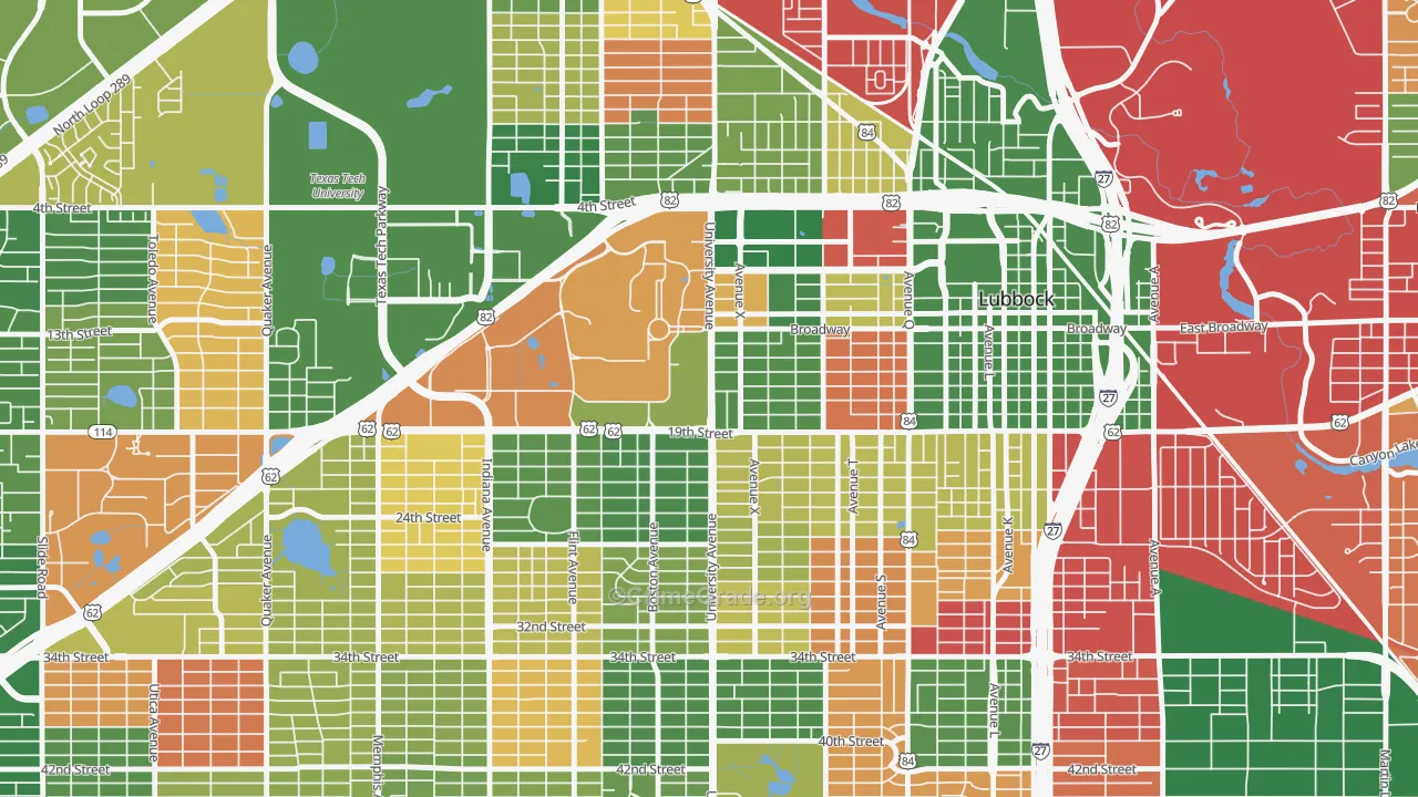 South Overton, Lubbock, TX Map of Arson Rates