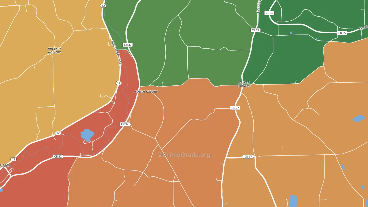 South Oxford, NY Map of Arson Rates