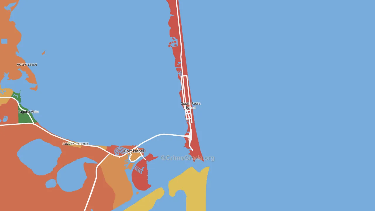 South Padre Island, TX Map of Arson Rates