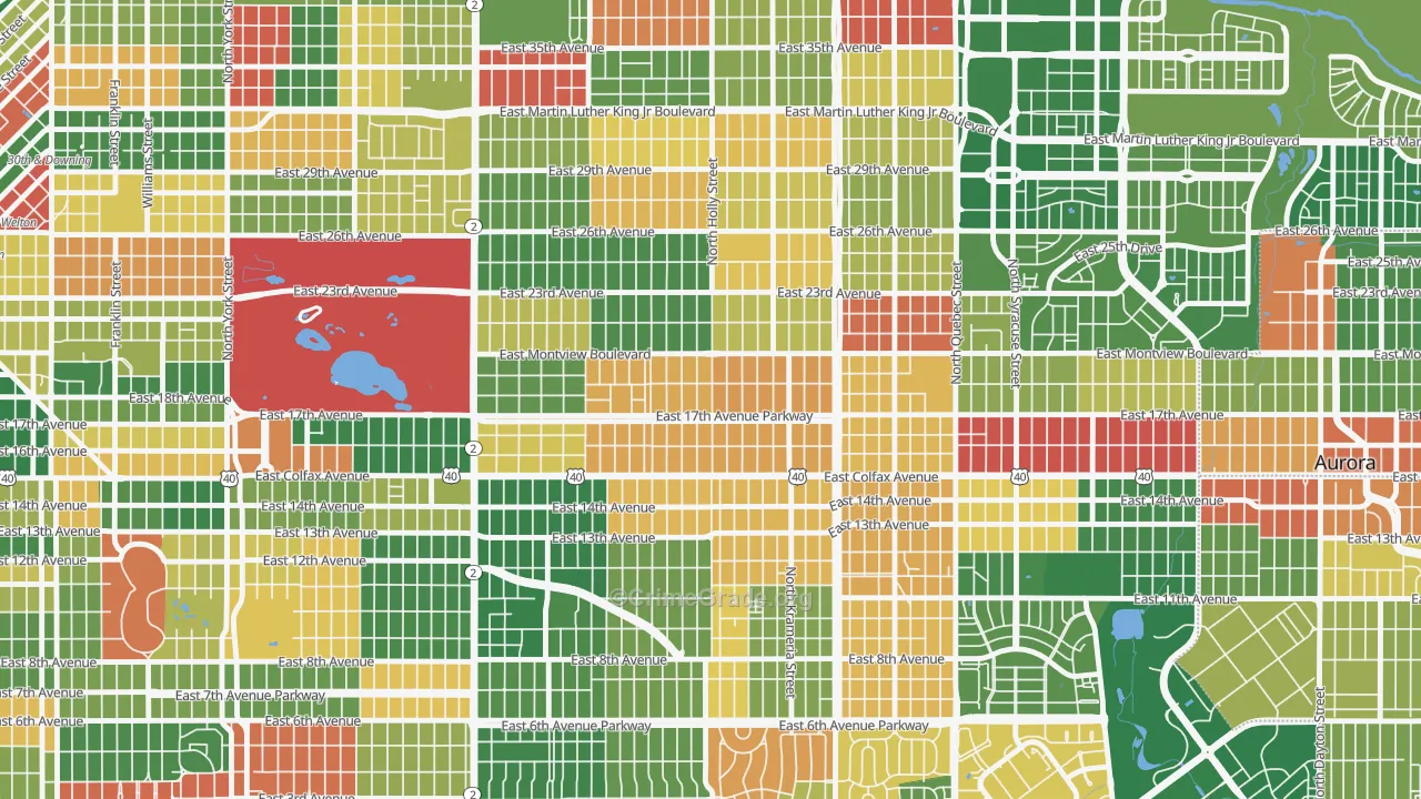 South Park Hill, Denver, CO Map of Arson Rates
