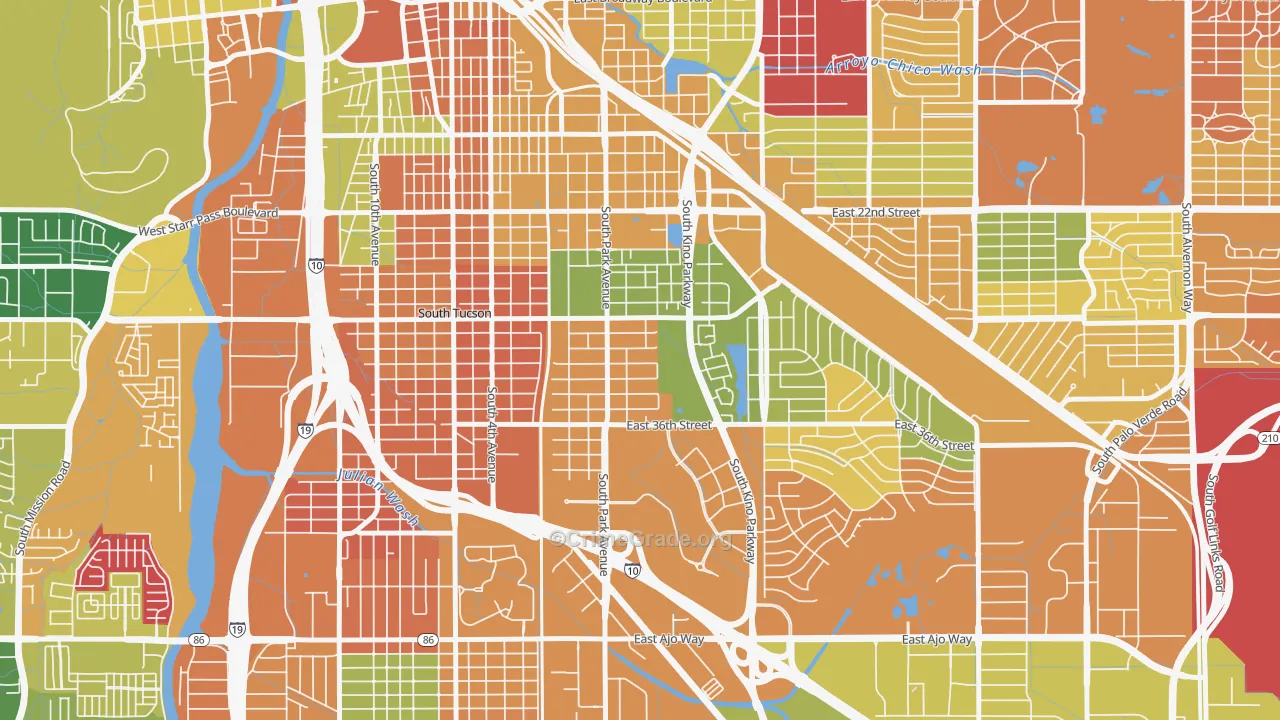 South Park, Tucson, AZ Map of Arson Rates