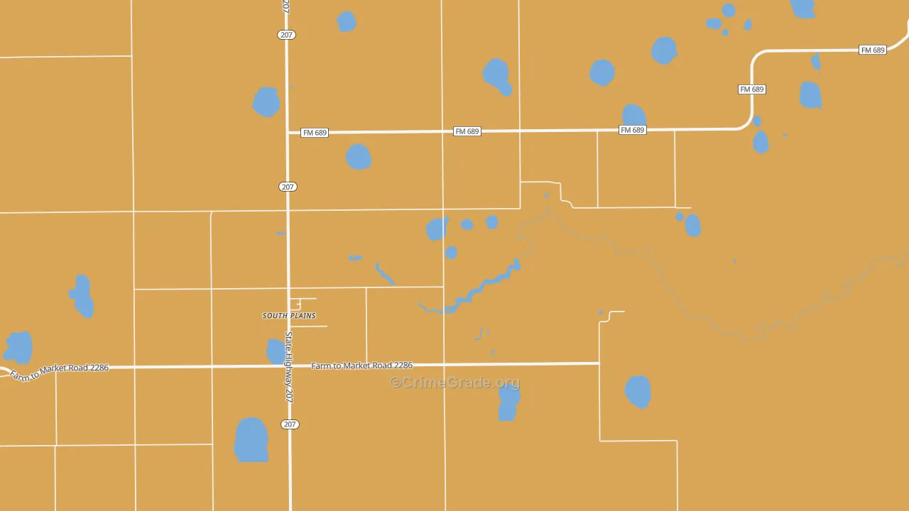 South Plains, TX Map of Arson Rates