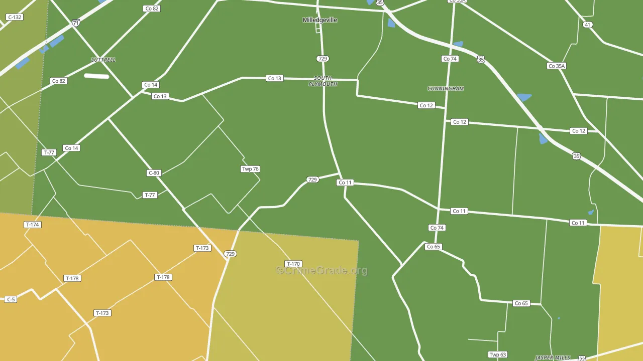 South Plymouth, OH Map of Arson Rates
