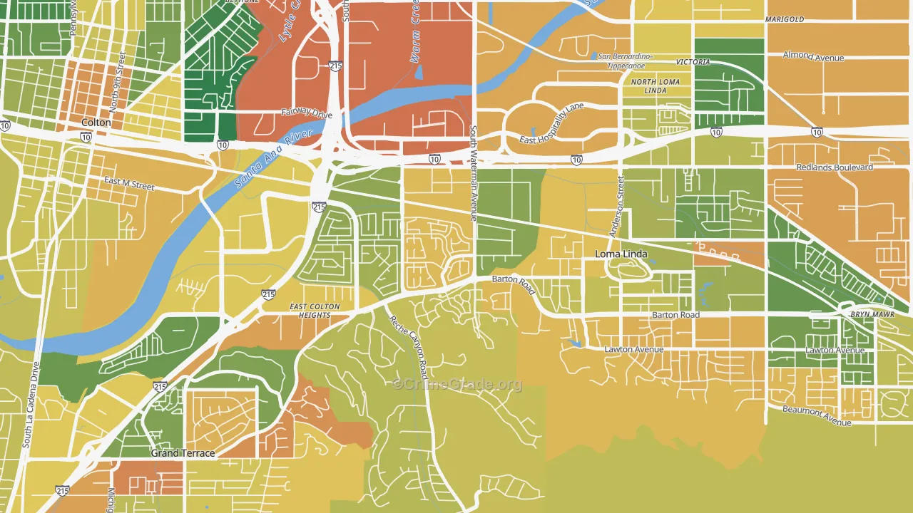 South Pointe, San Bernardino, CA Map of Arson Rates
