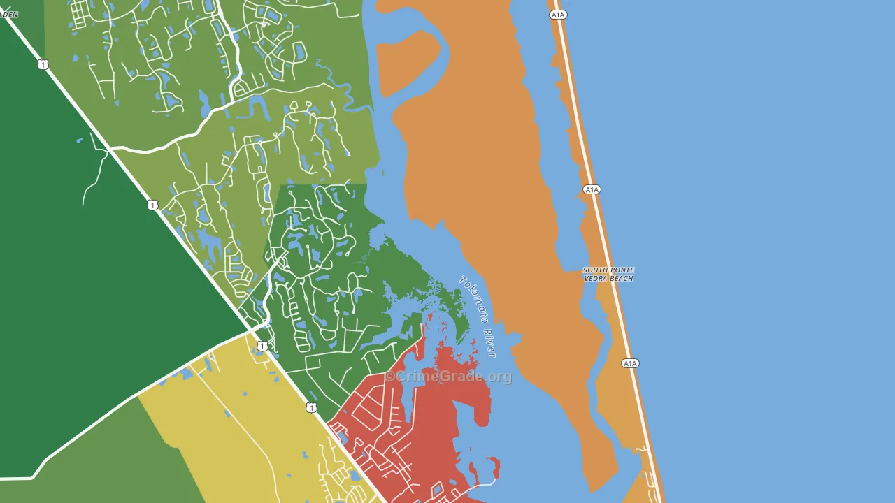 South Ponte Vedra Beach, FL Map of Arson Rates