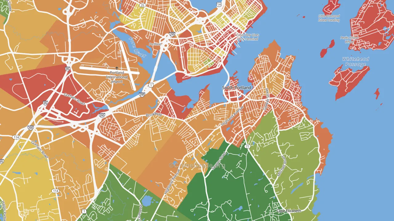 South Portland, ME Map of Arson Rates