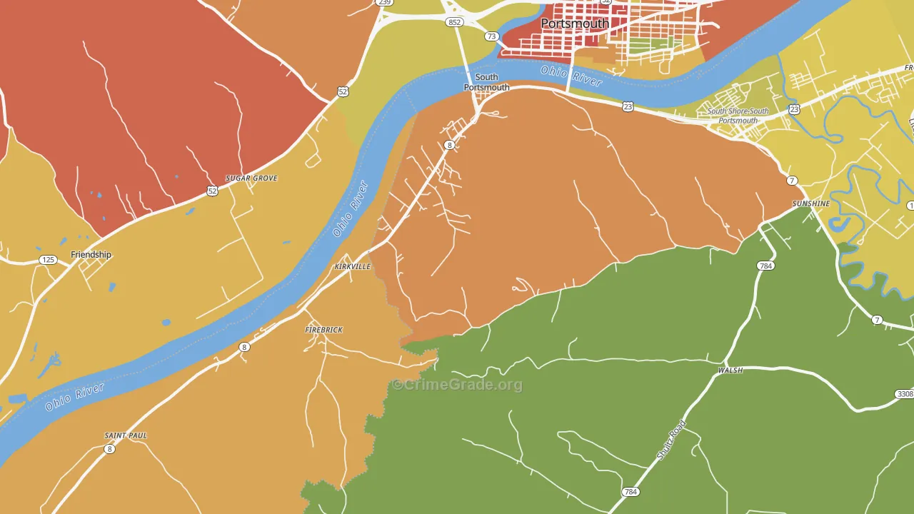 South Portsmouth, KY Map of Arson Rates