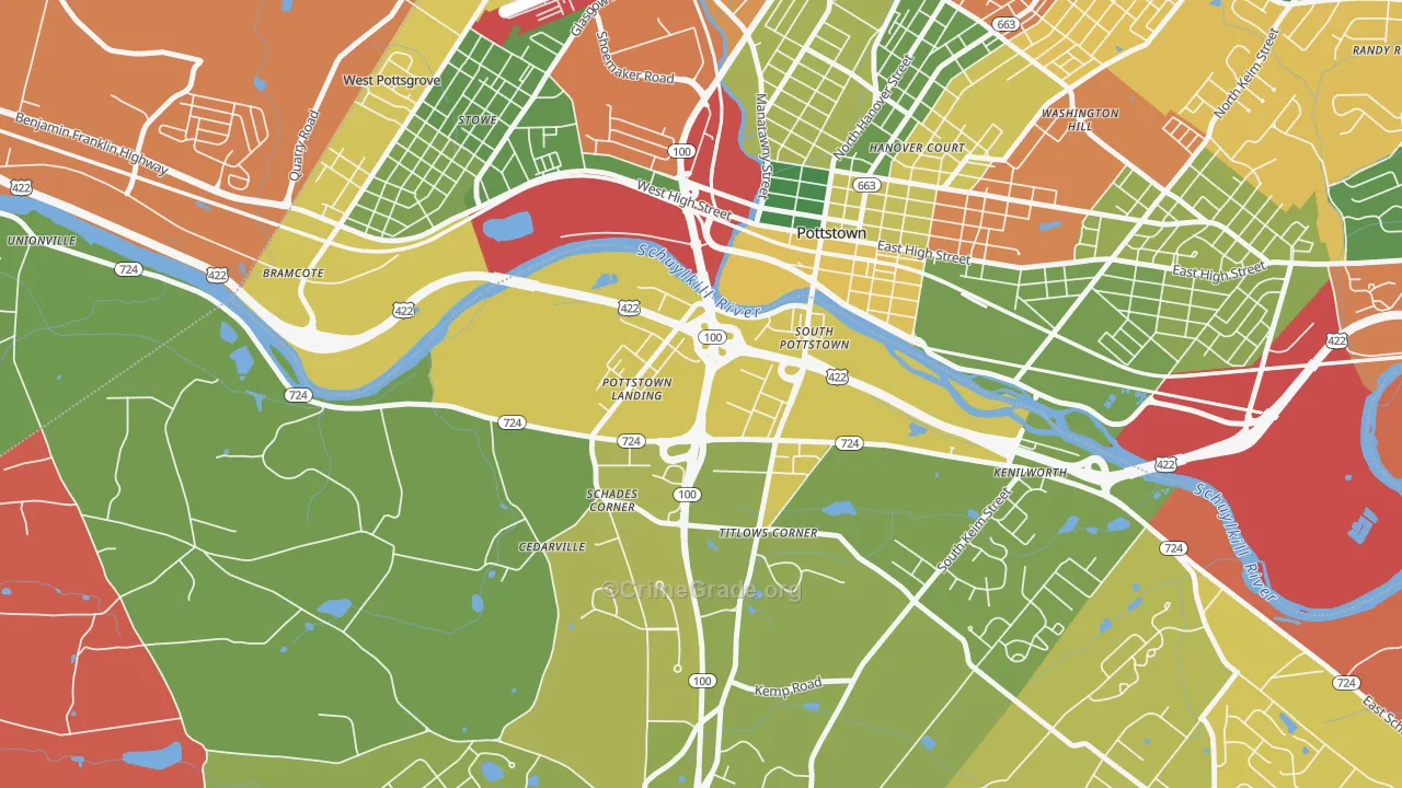 South Pottstown, PA Map of Arson Rates