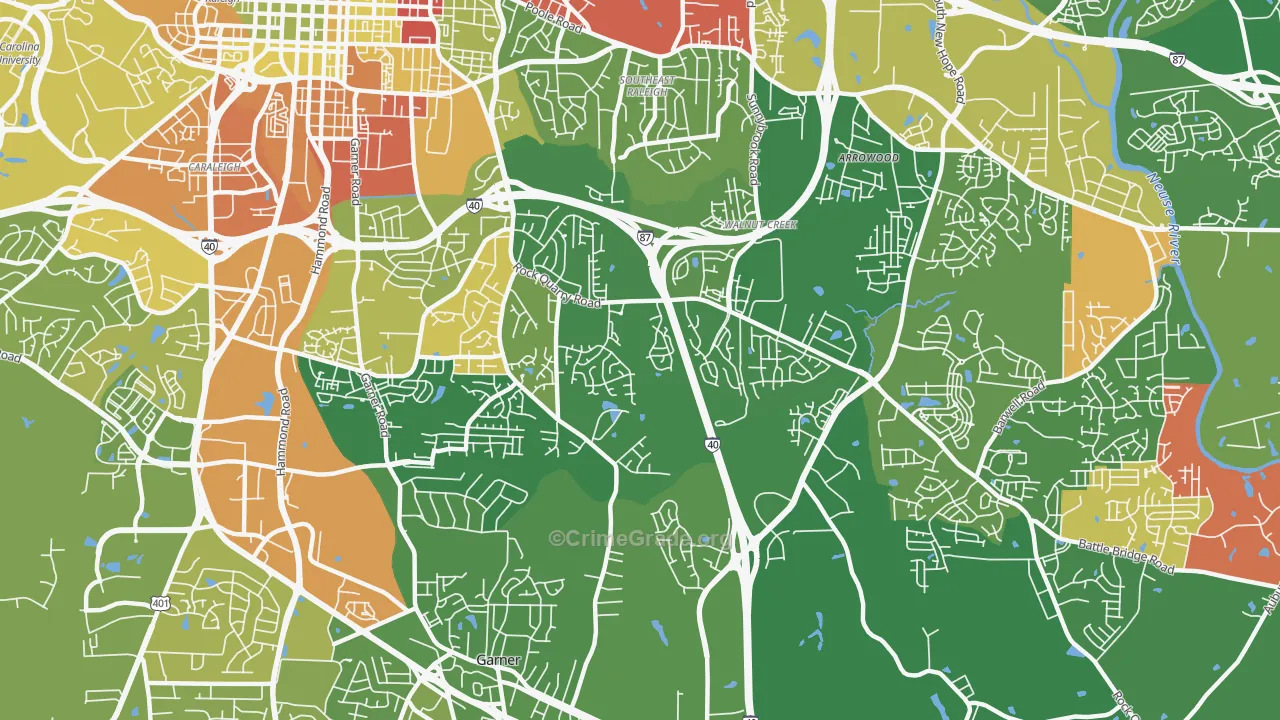 South, Raleigh, NC Map of Arson Rates