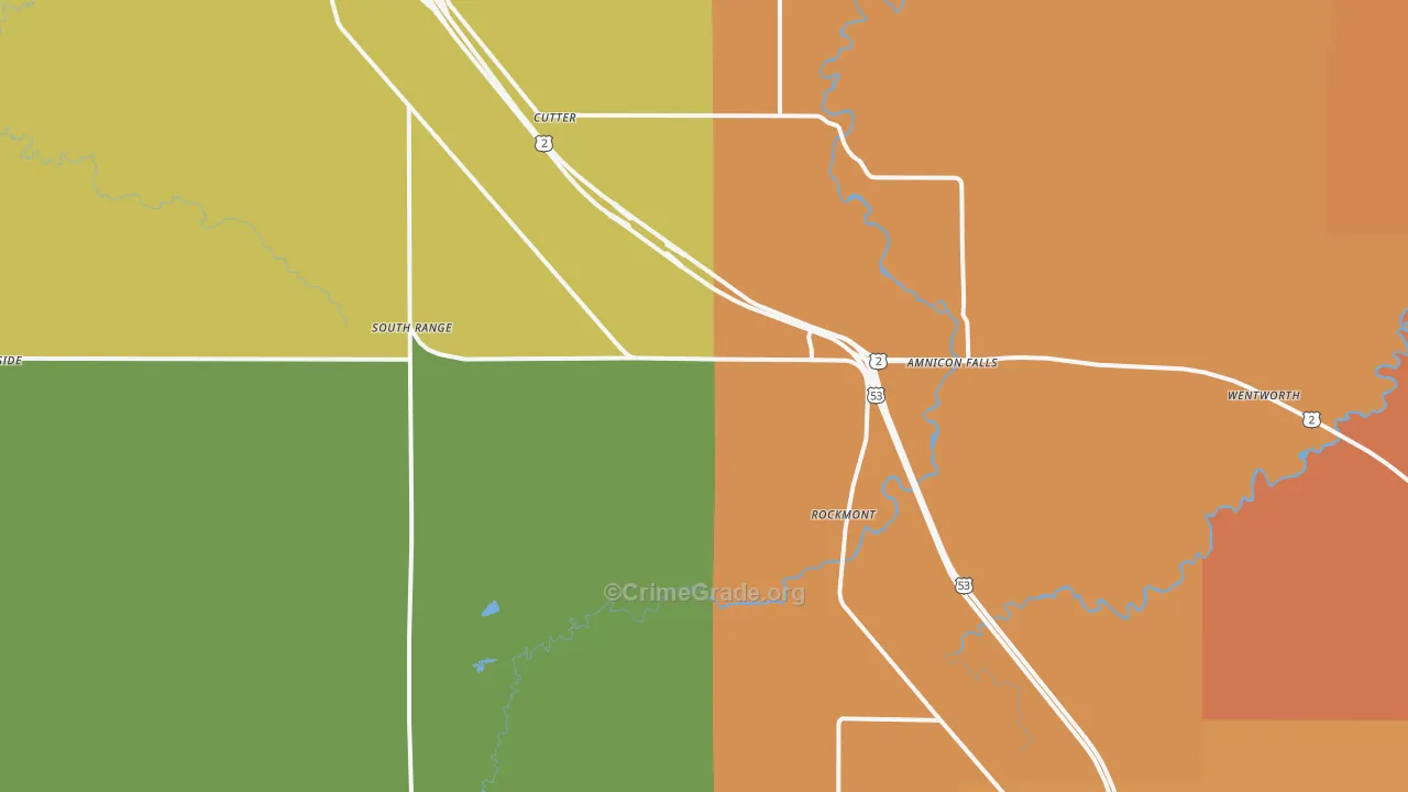 South Range, WI Map of Arson Rates