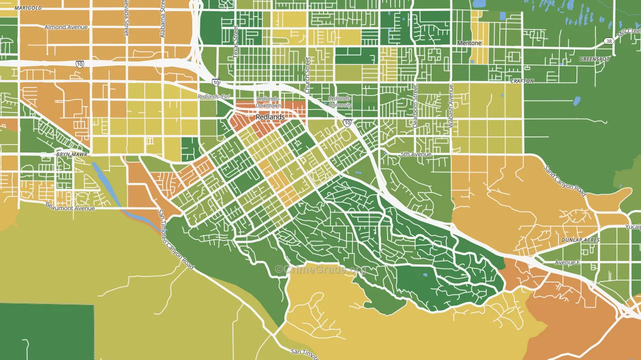 South Redlands, Redlands, CA Map of Arson Rates