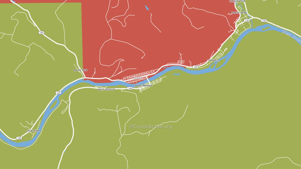 South Renovo, PA Map of Arson Rates