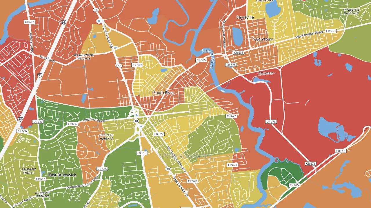 South River, NJ Map of Arson Rates
