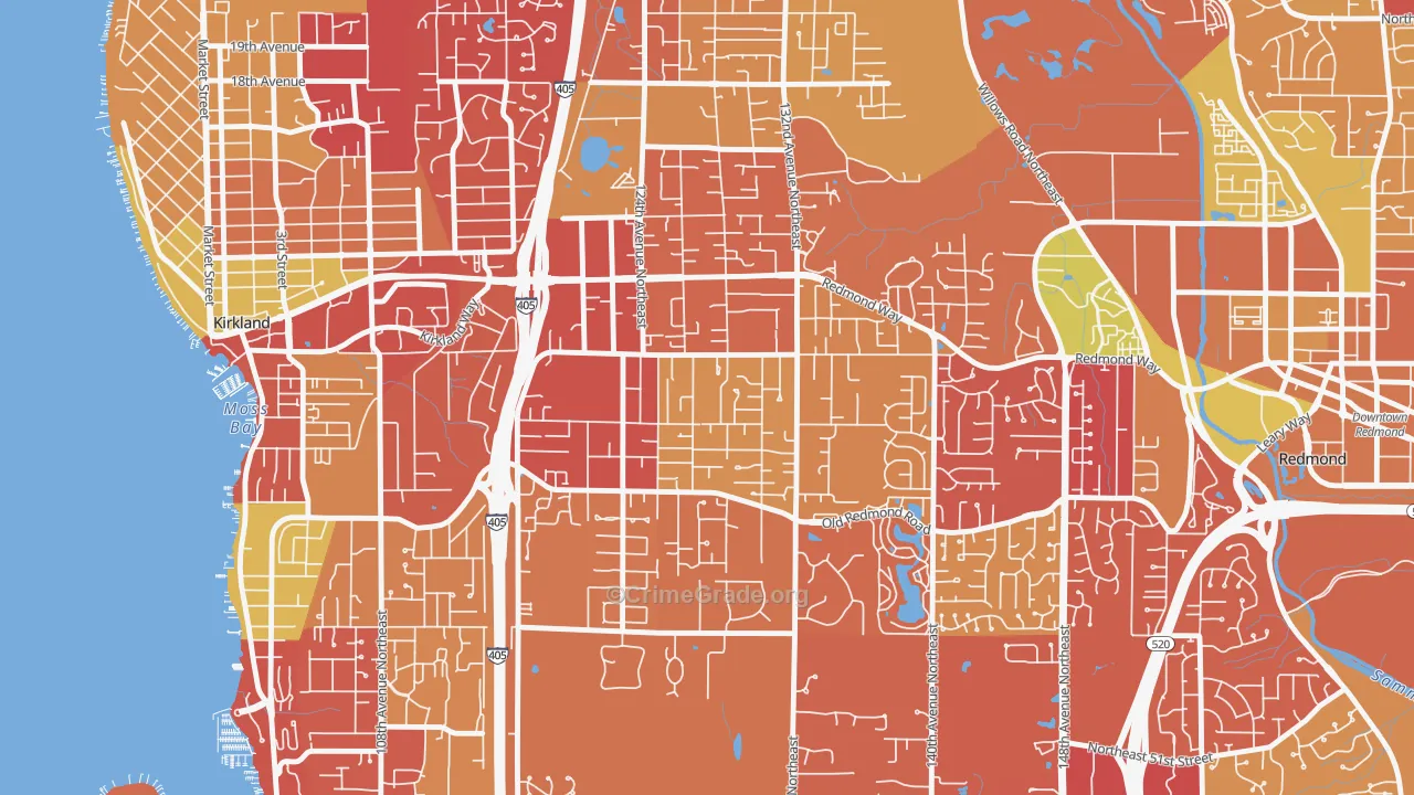 South Rose Hill, Kirkland, WA Map of Arson Rates