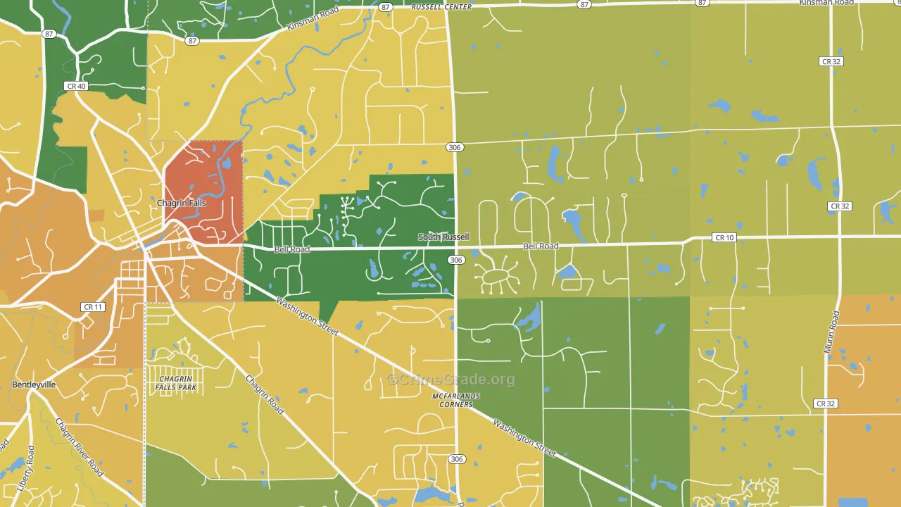 South Russell, OH Map of Arson Rates
