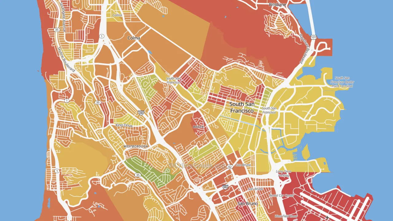 South San Francisco, CA Map of Arson Rates