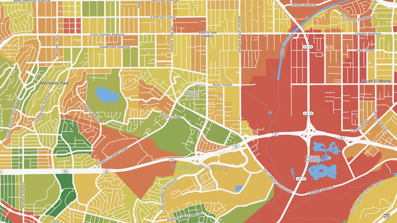 South San Gabriel, Rosemead, CA Map of Arson Rates