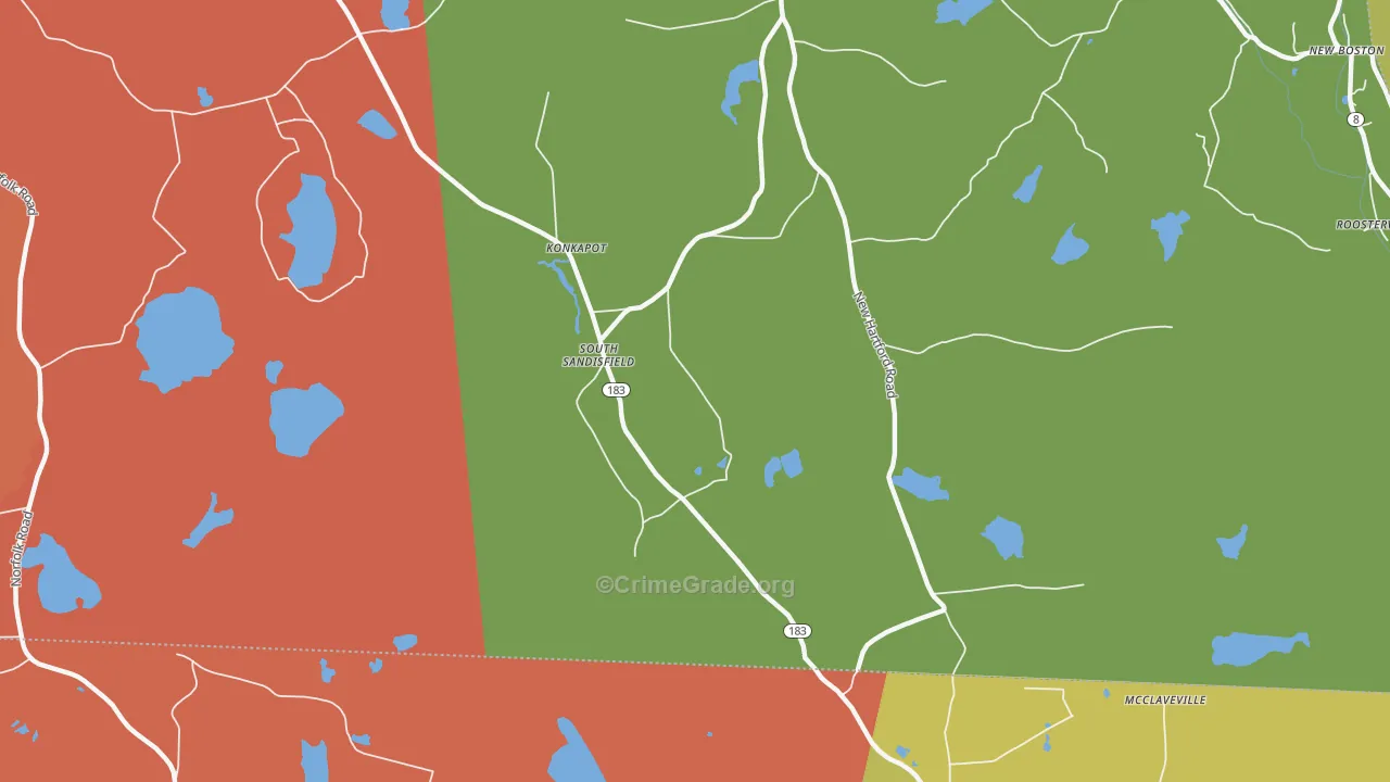 South Sandisfield, MA Map of Arson Rates