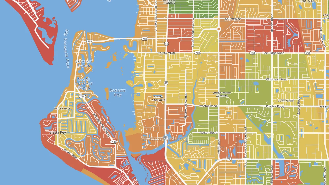 South Sarasota, FL Map of Arson Rates