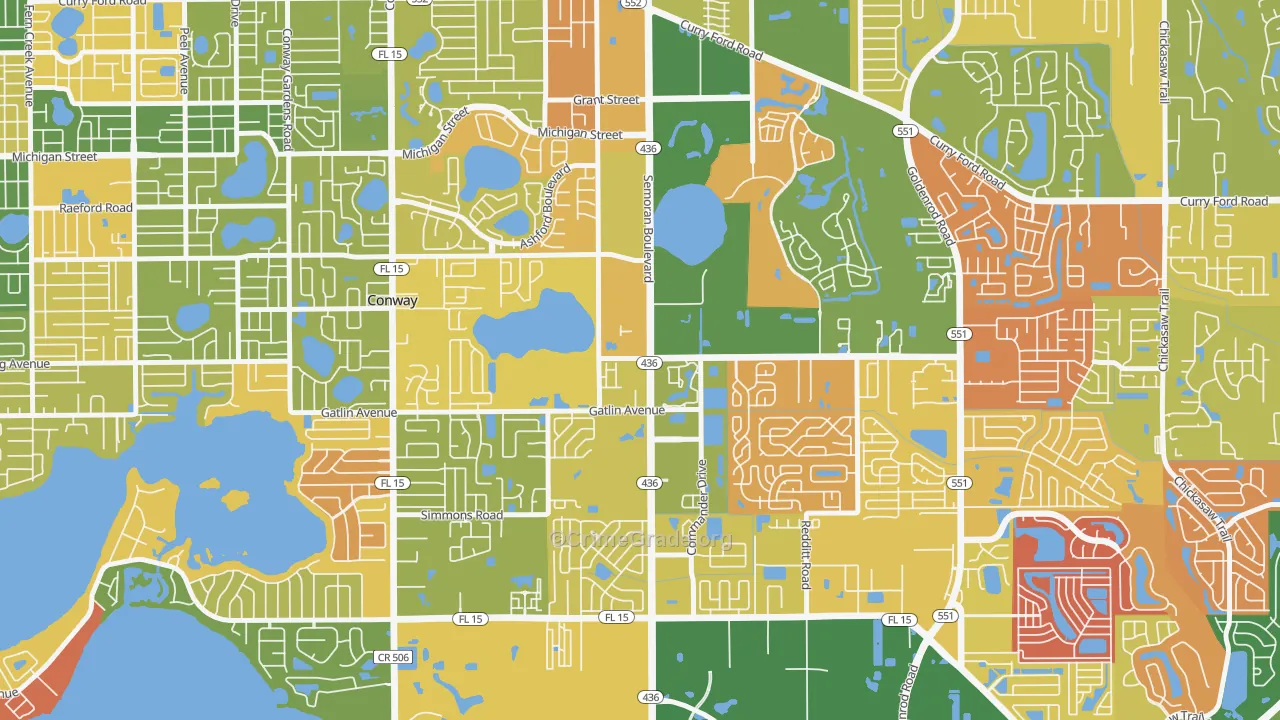 South Semoran, Orlando, FL Map of Arson Rates