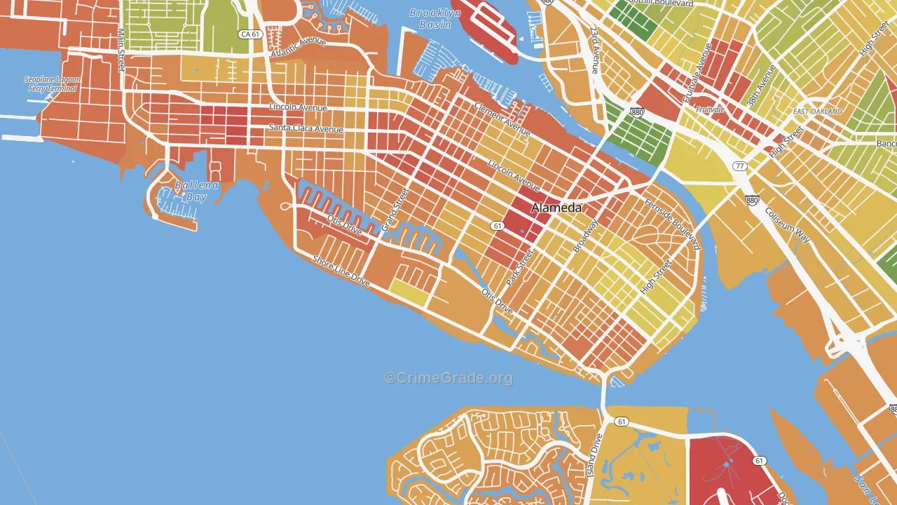 South Shore, Alameda, CA Map of Arson Rates